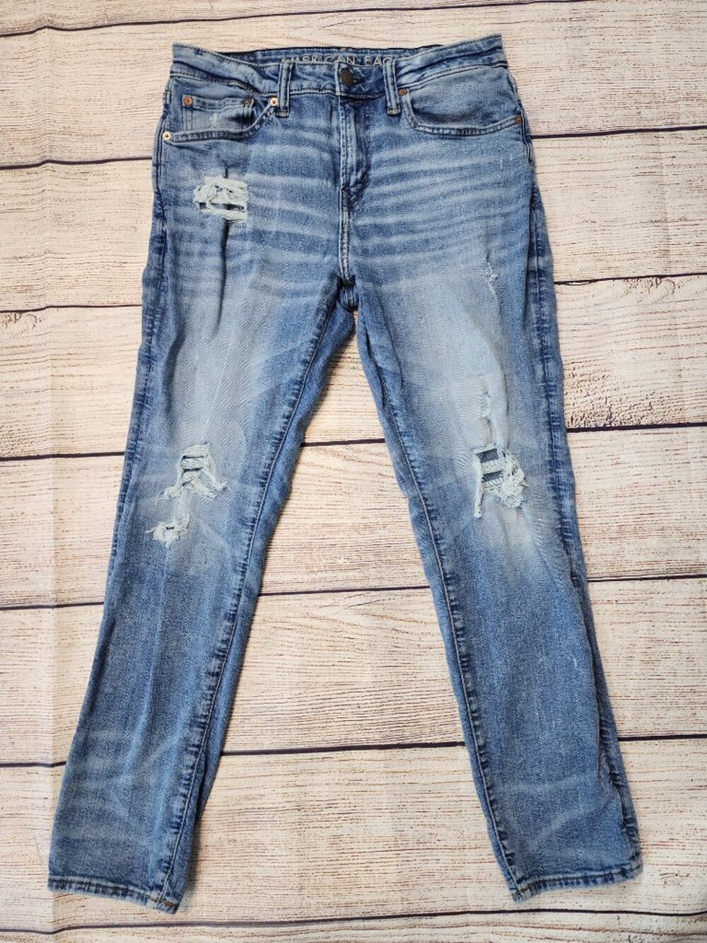 American Eagle Athletic Fit Distressed Ripped Jeans 31x30 Airflex+ Edgy Grunge